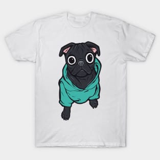 Black Pug Hoodie T-Shirt